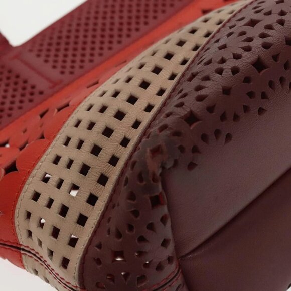 Salvatore Ferragamo Tote Bag Leather Red Gold Auth 102115 - Picture 5 of 16